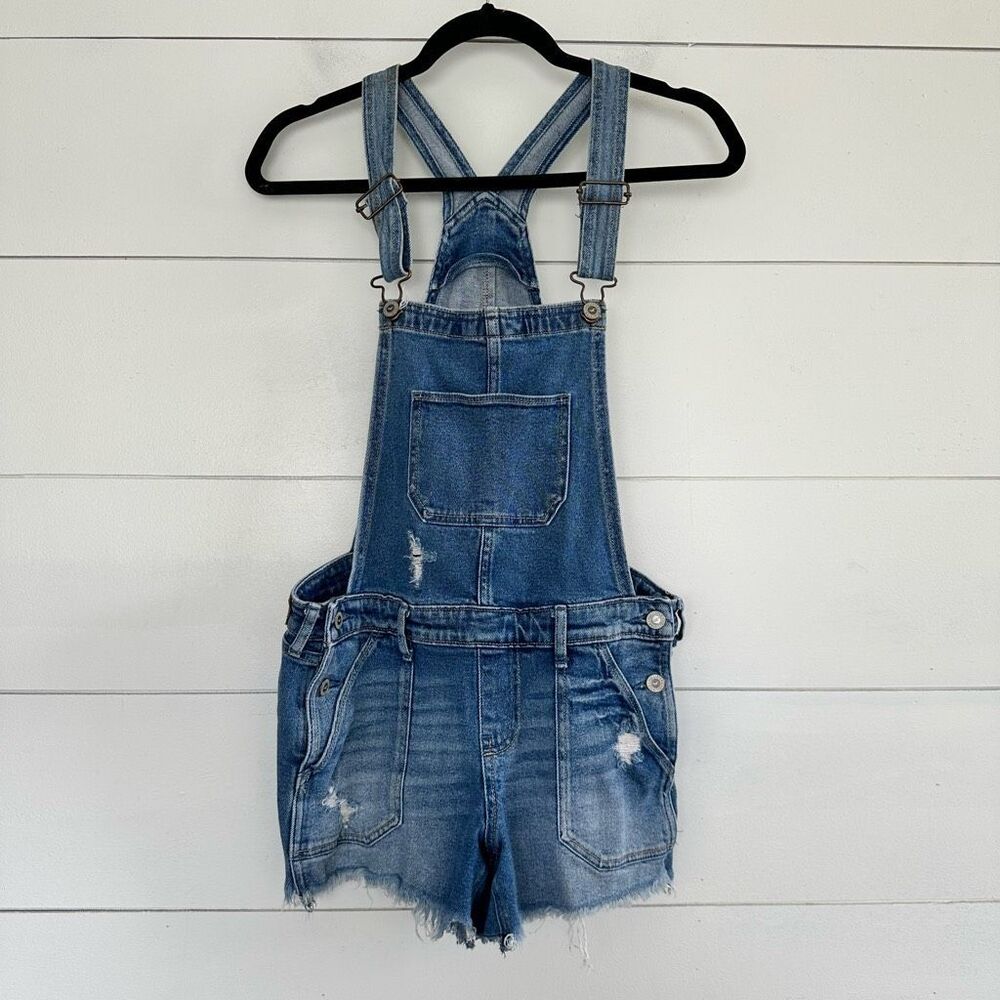 Hollister Women’s Small Blue Denim Boyfriend Overalls